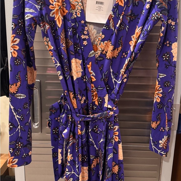 Diane Von Furstenberg Dresses & Skirts - Diane von Furstenberg electric blue & orange Floral Wrap Dress size 8